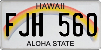 HI license plate FJH560