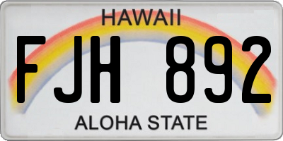 HI license plate FJH892
