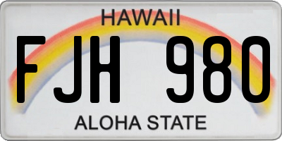HI license plate FJH980