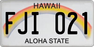 HI license plate FJI021