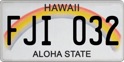 HI license plate FJI032