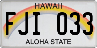 HI license plate FJI033