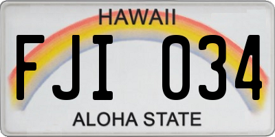 HI license plate FJI034