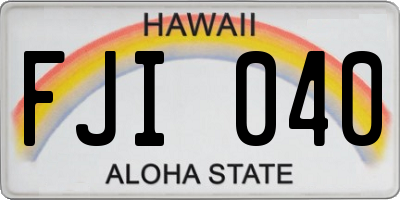 HI license plate FJI040