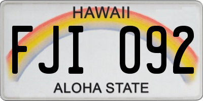 HI license plate FJI092