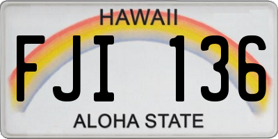 HI license plate FJI136
