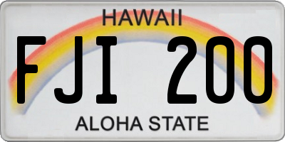 HI license plate FJI200