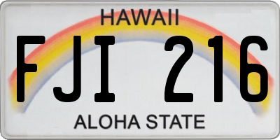 HI license plate FJI216