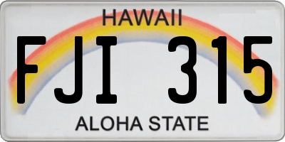 HI license plate FJI315