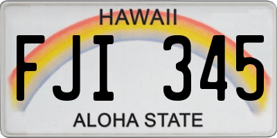 HI license plate FJI345