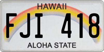 HI license plate FJI418