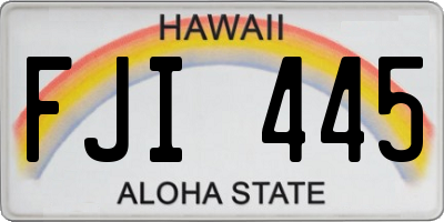 HI license plate FJI445