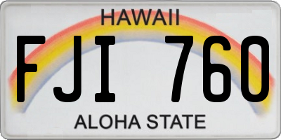 HI license plate FJI760