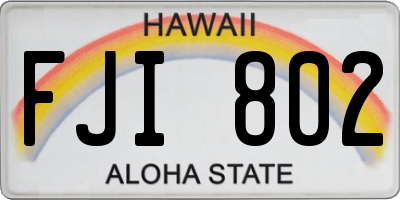 HI license plate FJI802