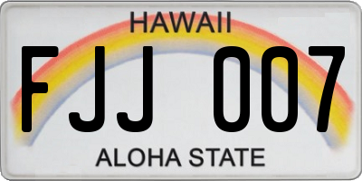 HI license plate FJJ007