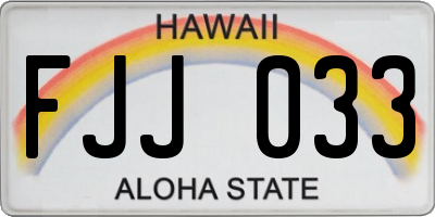 HI license plate FJJ033