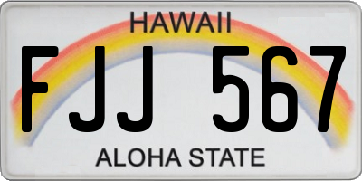 HI license plate FJJ567