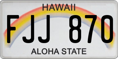 HI license plate FJJ870