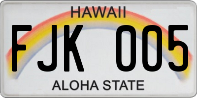 HI license plate FJK005