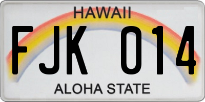 HI license plate FJK014