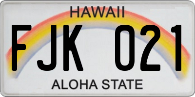 HI license plate FJK021