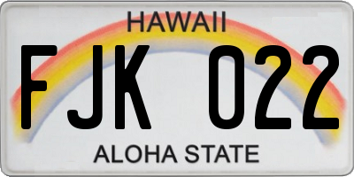 HI license plate FJK022