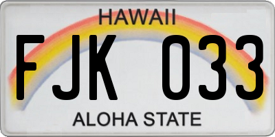 HI license plate FJK033
