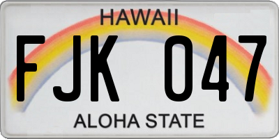 HI license plate FJK047