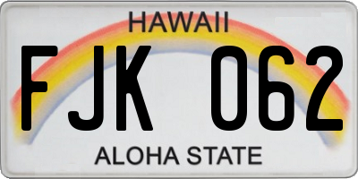 HI license plate FJK062