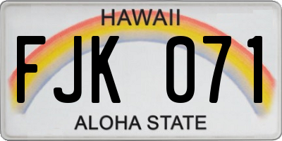 HI license plate FJK071
