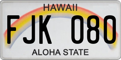 HI license plate FJK080