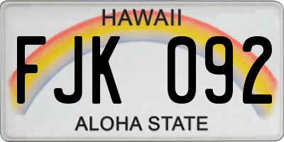 HI license plate FJK092