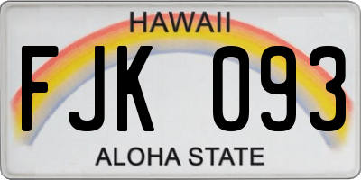 HI license plate FJK093