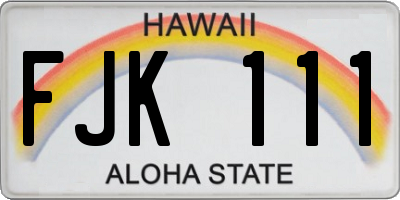 HI license plate FJK111