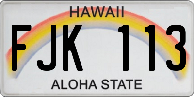 HI license plate FJK113
