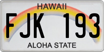HI license plate FJK193