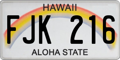 HI license plate FJK216