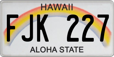 HI license plate FJK227