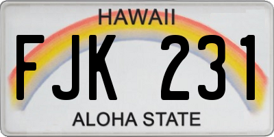 HI license plate FJK231