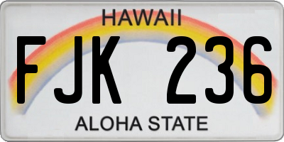 HI license plate FJK236