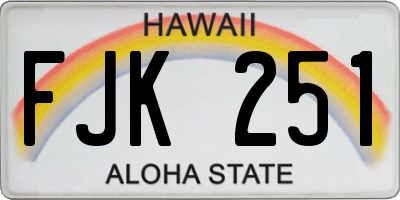 HI license plate FJK251