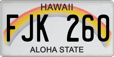 HI license plate FJK260