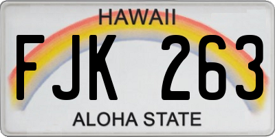 HI license plate FJK263