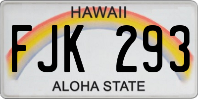 HI license plate FJK293