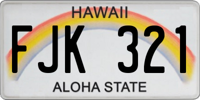 HI license plate FJK321