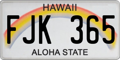 HI license plate FJK365