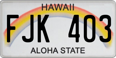 HI license plate FJK403
