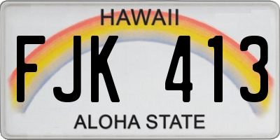 HI license plate FJK413