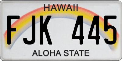 HI license plate FJK445