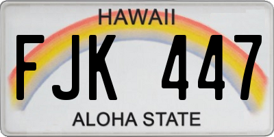 HI license plate FJK447
